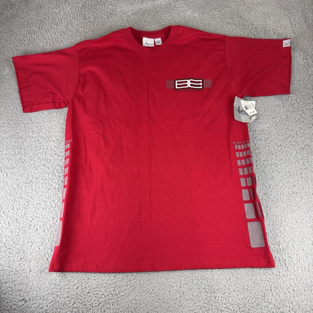 Vintage B.U.M Bum Equipment Red Men's T Shirt‎ Nwt Nos Size Large Y2k Boxy